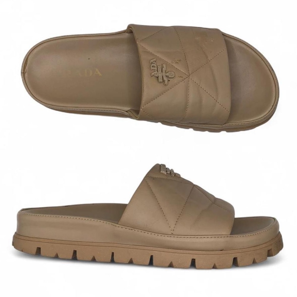 Prada Women's Logo Matelasse Slide Sandal